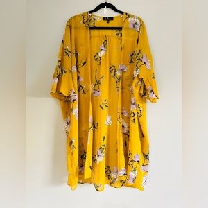 Lulu’s Isle Style Mustard Yellow Floral Print Kimono Top